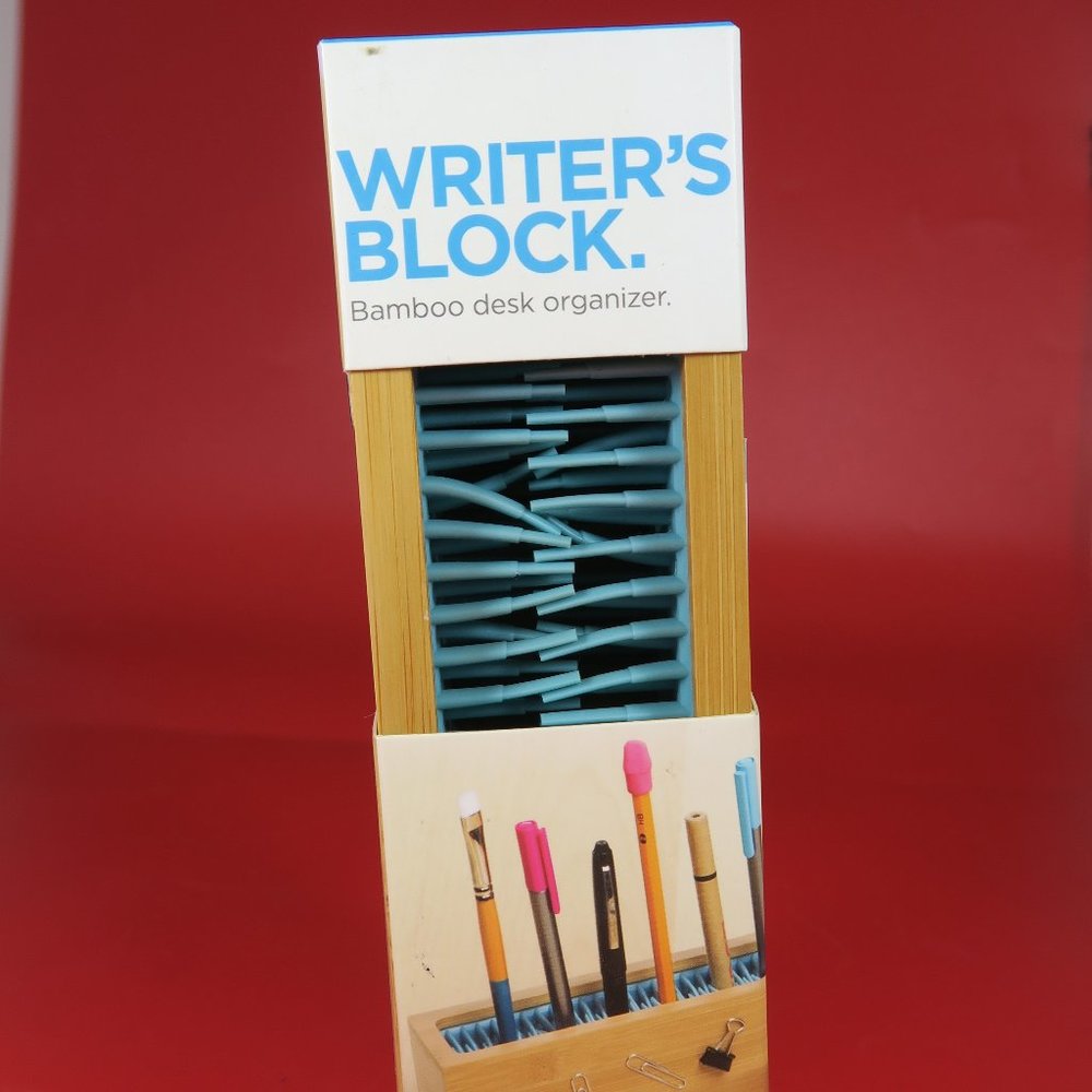 Quirky Pen Zen Writer's Block Brushes / Markers Bamboo Desk Organizer